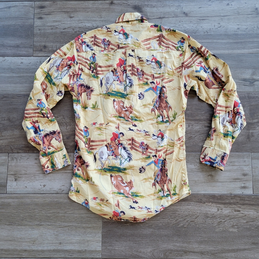 Vintage Nick and Nora 90s Pajama Top Western Cowboy Print Shirt Small USA made - Picture 5 of 6